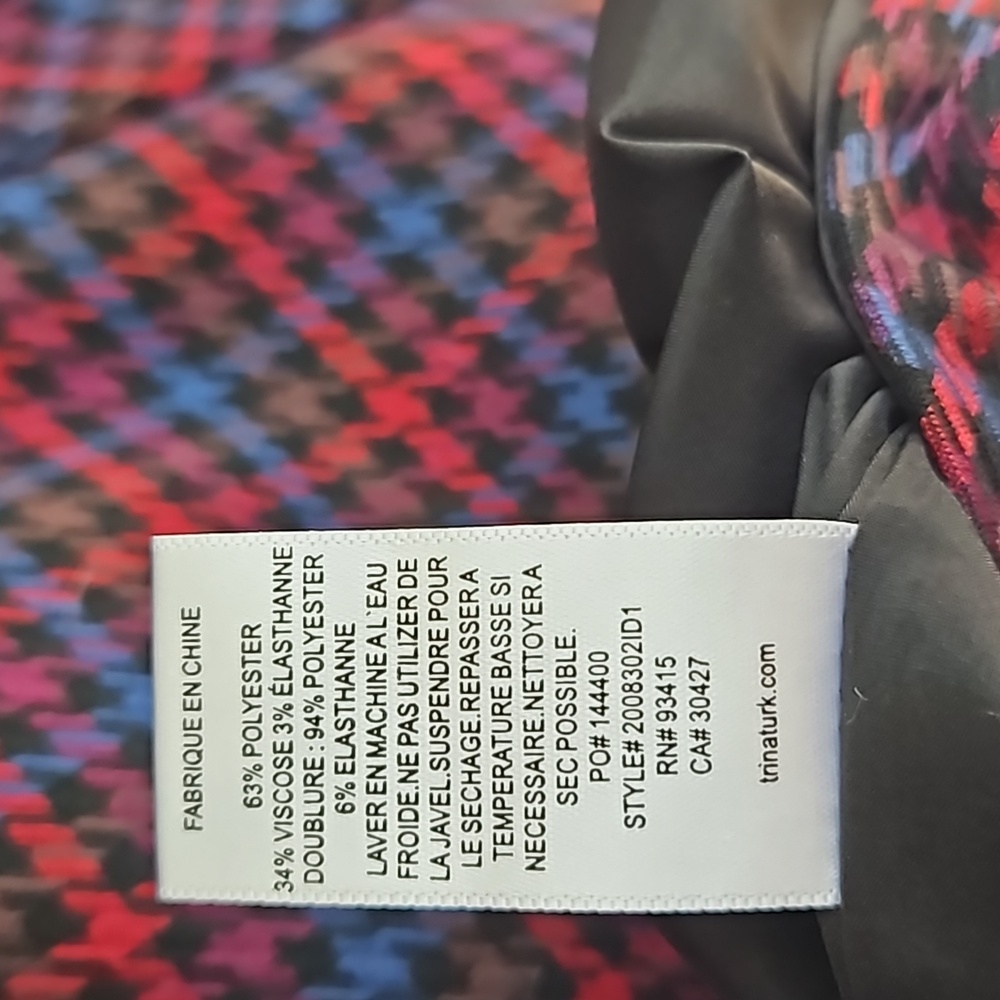 Trina Turk | Plaid Delilah Dress | Red | 14 | NWT - Picture 8 of 11
